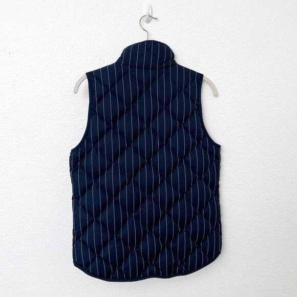 [J. Crew] Navy Blue Excursion Vest Striped Quilted Down Filled Puffer Vest Sz XS - Picture 3 of 10